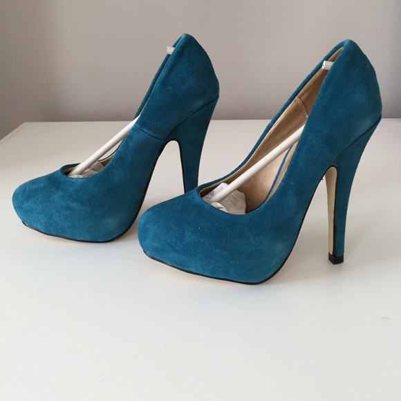 New in Box Teal Shoedazzle Platform Pumps - Picture 2 of 4