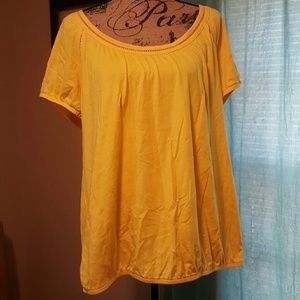 Yellow Model Lane Bryant Tee W/Cap Sleeves