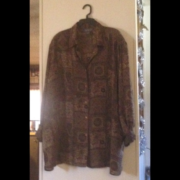 Lane Bryant patterned button down blouse. - Picture 2 of 3