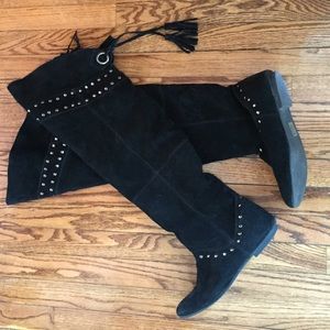 Over the Knee Boots with Stud/Fringe Detail