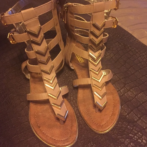 Nude C2B Gladiator sandals.