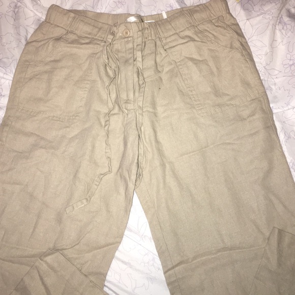 Tan drawstring flared slacks - Picture 2 of 3