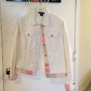 White, jean jacket