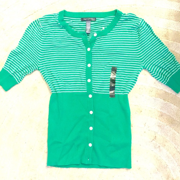 NWT BANANA REPUBLIC CARDIGAN -Green Half Sleeve XS