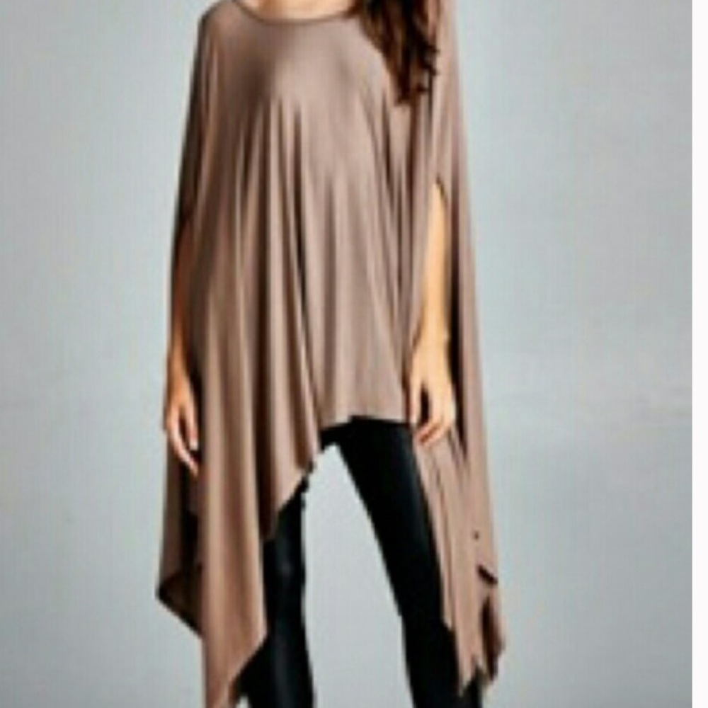 🆕Last Medium Taupe Boho Unbalanced Poncho Tunic Handkerchief Dress