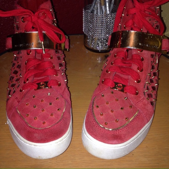 Michael kors red studded sneakers