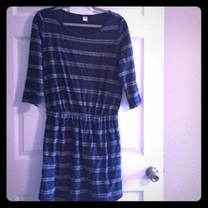 Navy, Blue, and White Striped Dress