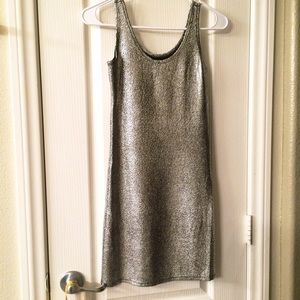 Metallic silver textured bodycon tank dress