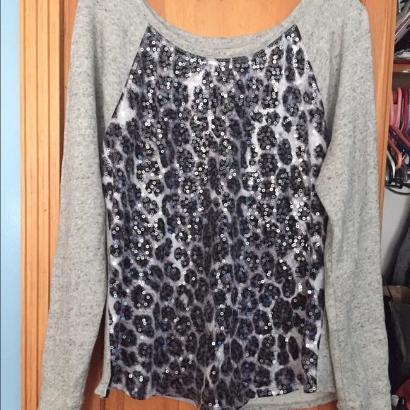 Leopard print and sequin shirt from Express