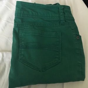 Green skinny jeans