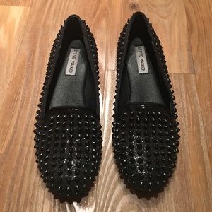 Steve Madden studded black glitter loafers / flats