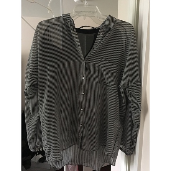 Striped sheer long sleeve blouse by Zara