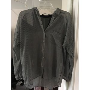 Striped sheer long sleeve blouse by Zara