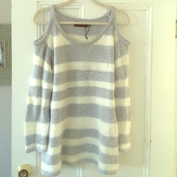 MinkPink wool sweater with cold shoulder detail