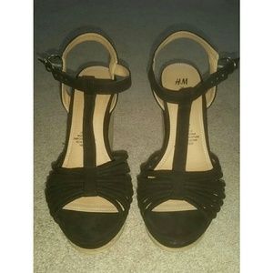 H&M Black Wedge Sandals - 5.5