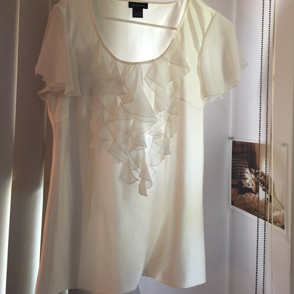 White silky ruffle top