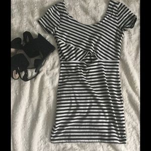 Black and white striped dress with keyhole