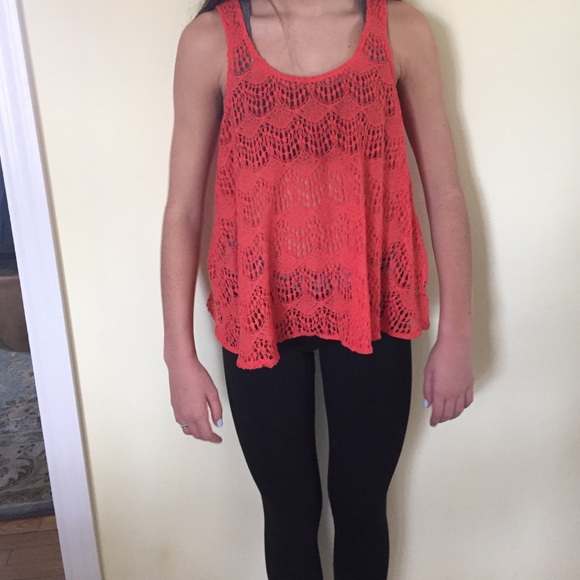 CORAL CROCHET TANK TOP