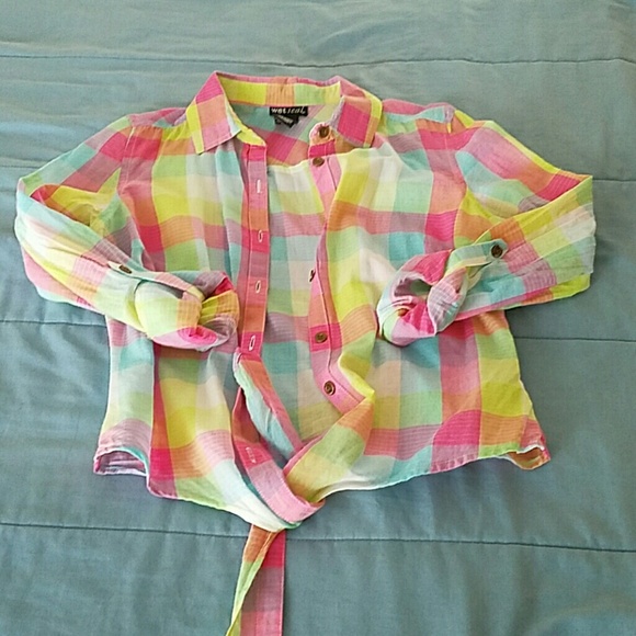 Plaid Button up Crop