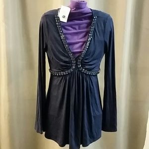 Navy embellished top by Boston Proper