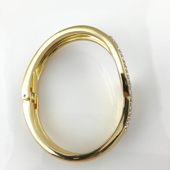 New Gold chunky shiny crystal gold bangle bracelet - Picture 2 of 2