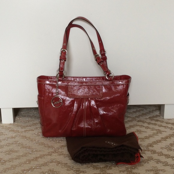 Coach Red Patent Leather Tote