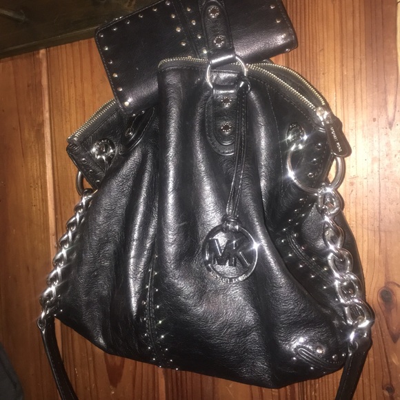 Michael Kors Astor Black Purse w/Matching Wallet