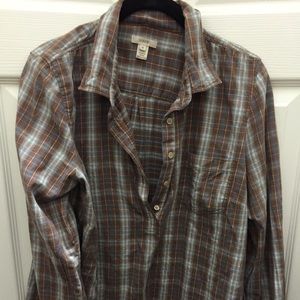 JCrew Plaid Popover Top