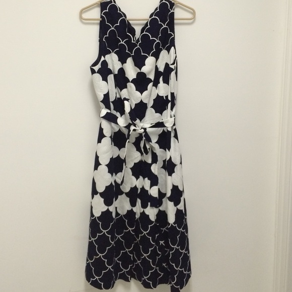 Talbots navy and white dress. Size 14.