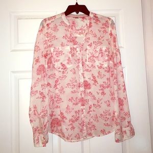 Adorable Lauren Conrad Red Toile Button Down