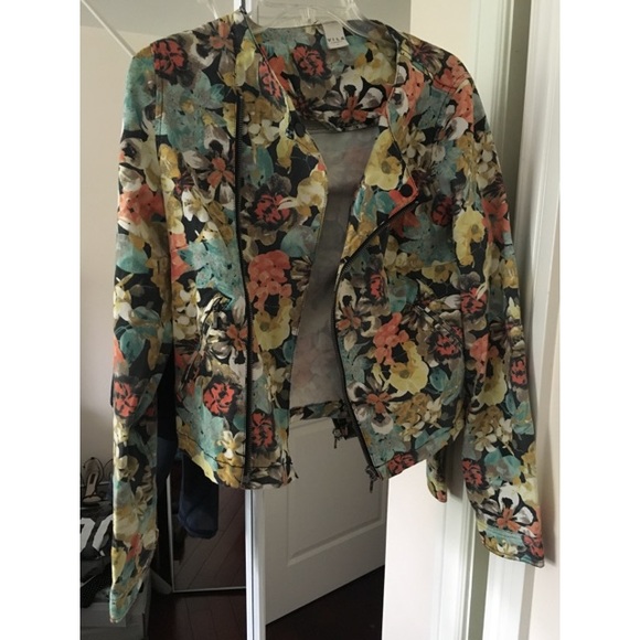 Floral print biker jacket