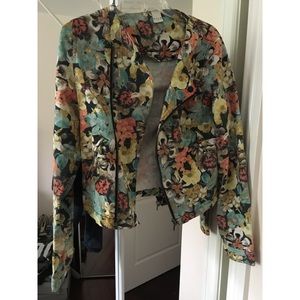 Floral print biker jacket