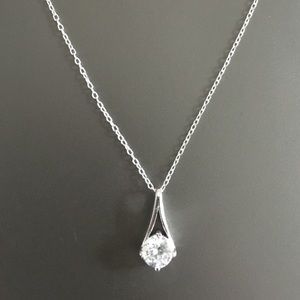 Sterling Silver White Gem Stone Necklace