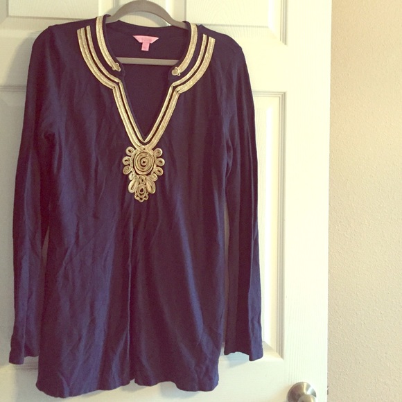 Emerson Navy Lilly Tunic with Gold Detail - Picture 1 of 2