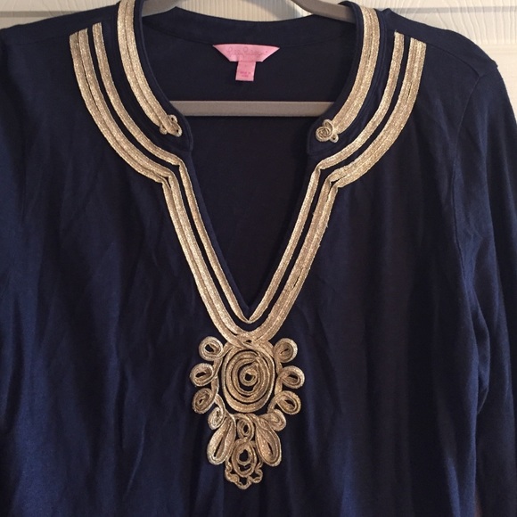 Emerson Navy Lilly Tunic with Gold Detail - Picture 2 of 2