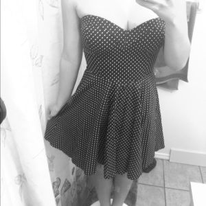 Polka dot strapless dress