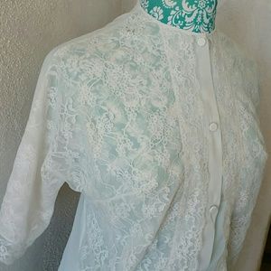Vintage Tops - Vintage White Lace Blouse Vintage Tops - Vintage White Lace Blouse