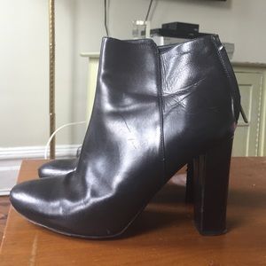 J. Crew black leather heeled booties