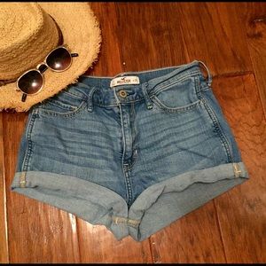 Hollister Light Wash High Waisted Denim Shorts