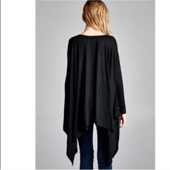 NEW! Black asymmetrical long sleeve jersey top - Picture 3 of 4