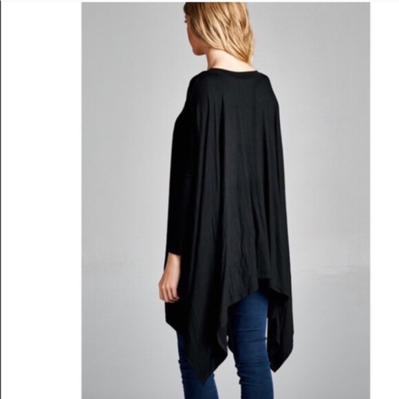 NEW! Black asymmetrical long sleeve jersey top - Picture 4 of 4