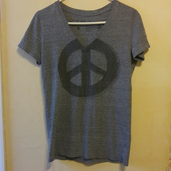 Gray peace sign v neck shirt