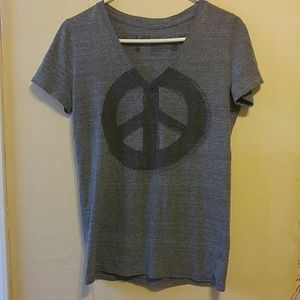 Gray peace sign v neck shirt