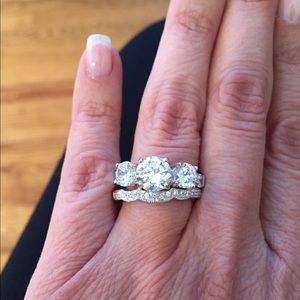 .925 CZ 3 Stone Wedding Set