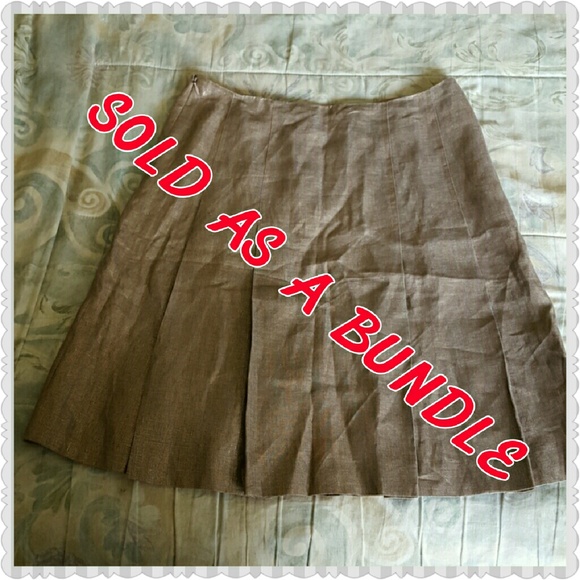 Brown linen skirt with gold metallic threads