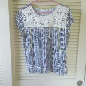 Anthropologie lace yoke blouse
