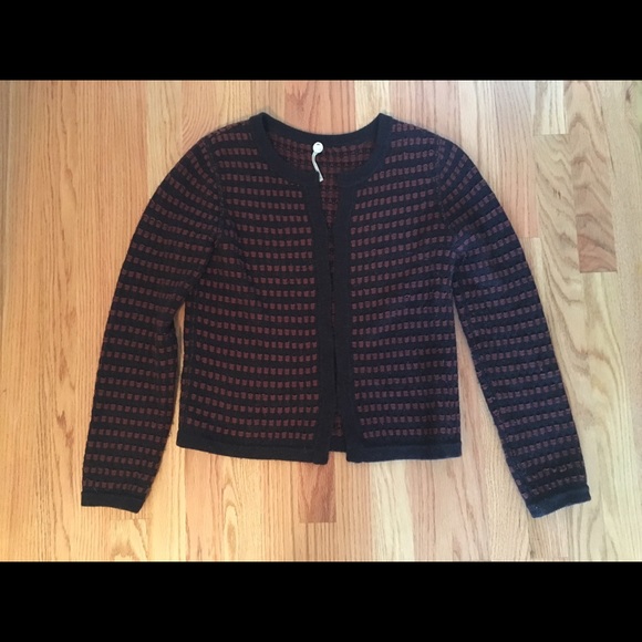 Margaret O'leary brown checkered cardigan