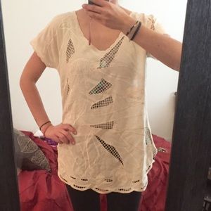 UO Cream Tunic w/ Crochet Inlets -FREE if bundled