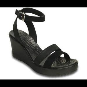 Like New!!  Crocs wedge Strappy sandals.
