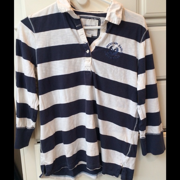 *SALE* AE Women's Rugby Shirt, Navy striped